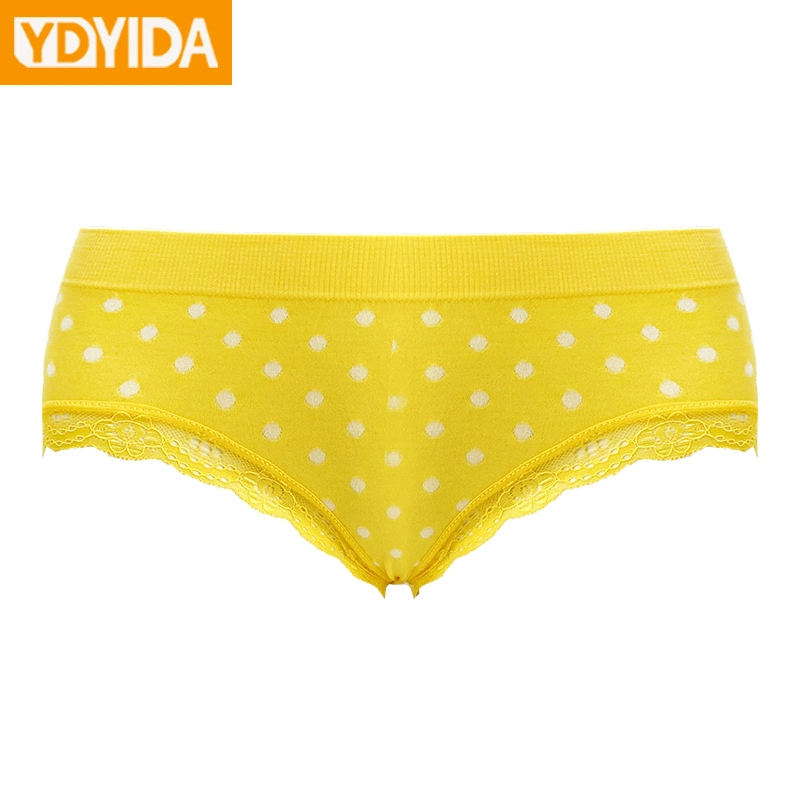 Stretchy Ladies Pants Comfortable Briefs Underwear Seamless Lace Underpants with Polka Dots